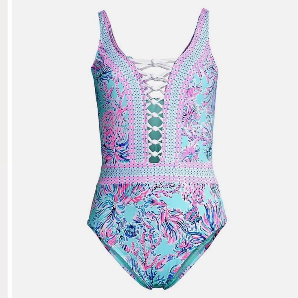 {Lilly Pulitzer} Brand New Caseylee Lattice One-Piece Swimsuit - Picture 4 of 8